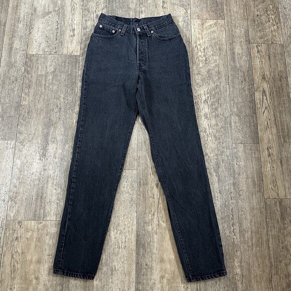 Levi's Denim - Vintage 90s Levis 501 Size 7 Black Button Fly Jeans Denim Pants Made USA 25x31.5